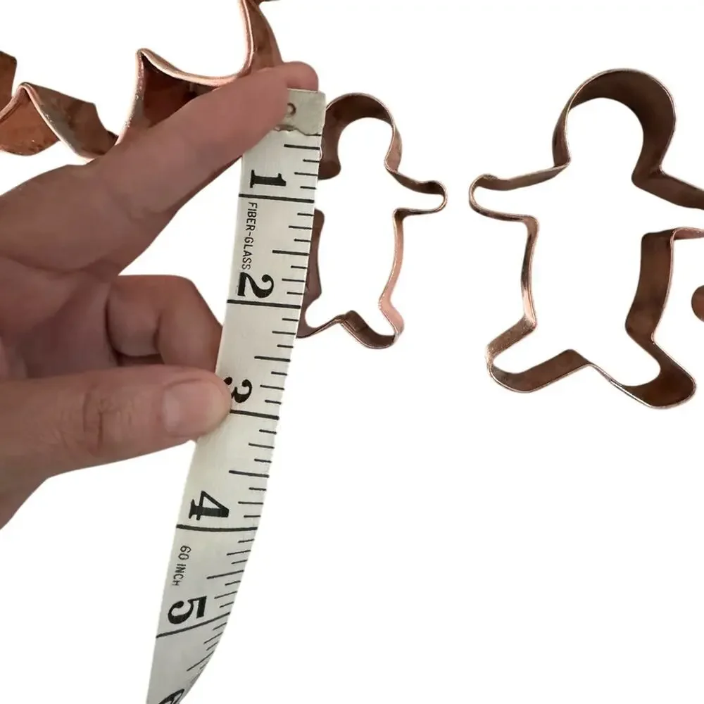 Copper Colored Cookie Cutters Varied‎ Sizes of Gingerbread men, Flower and Train